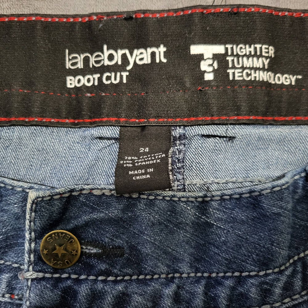 LANE BRYANT BOOTCUT TUMMY TIGHTER DENIM JEANS SIZE 24 - Picture 2 of 11